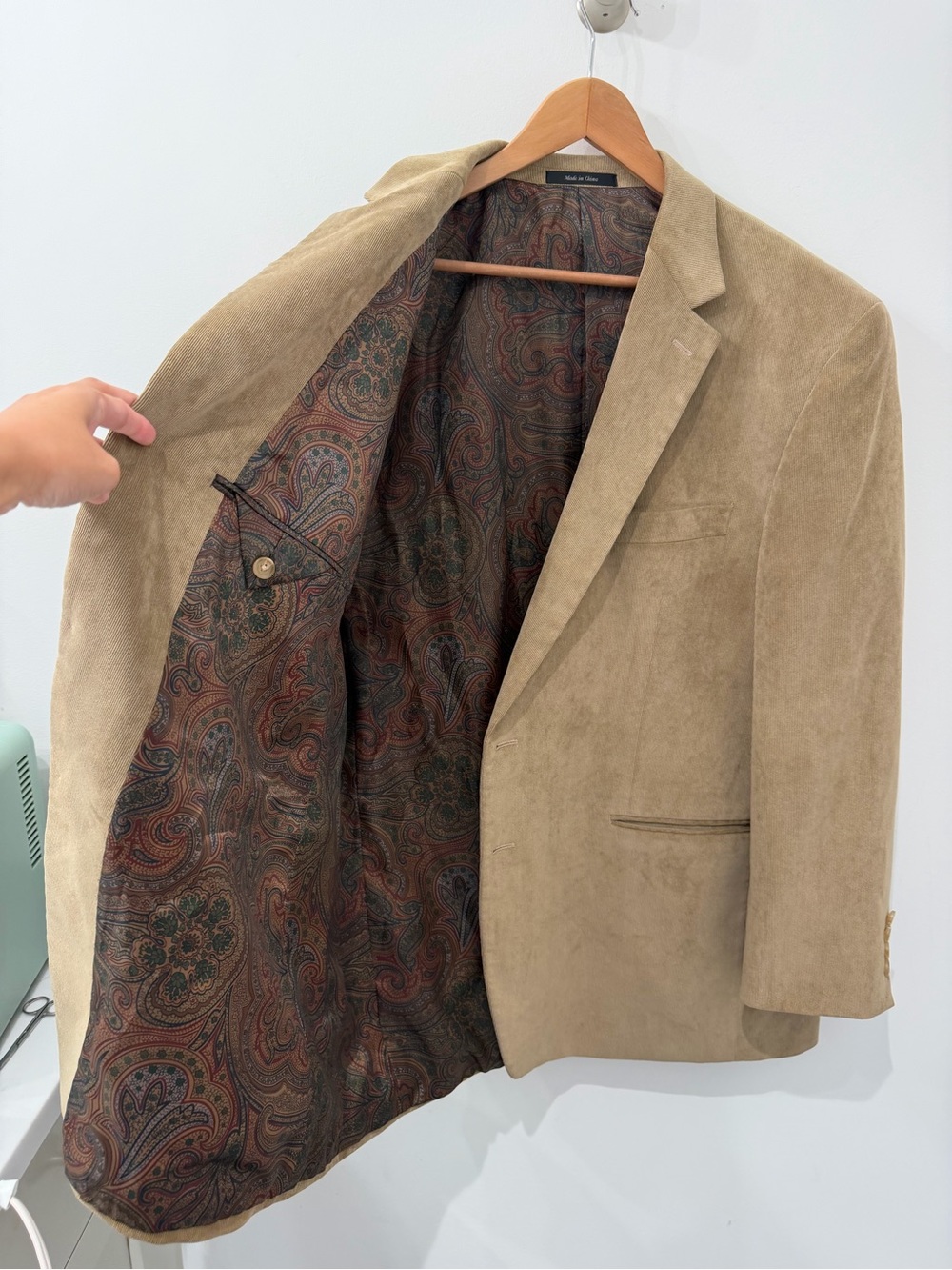 Vintage Ralph Lauren Men’s Tan Corduroy Blazer Suit Jacket Sports Coat, Size 48R - Picture 2 of 11